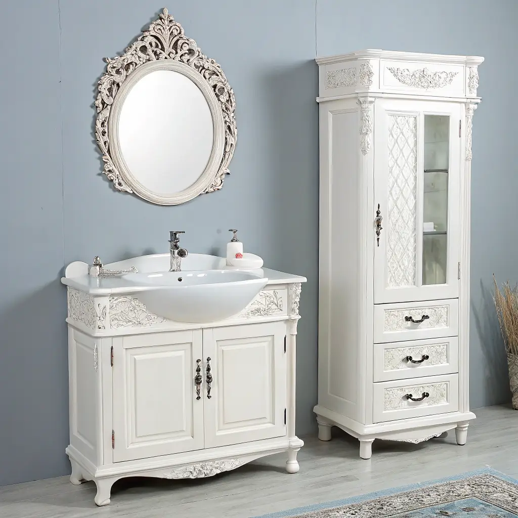 Classic White Bathroom Cabinet